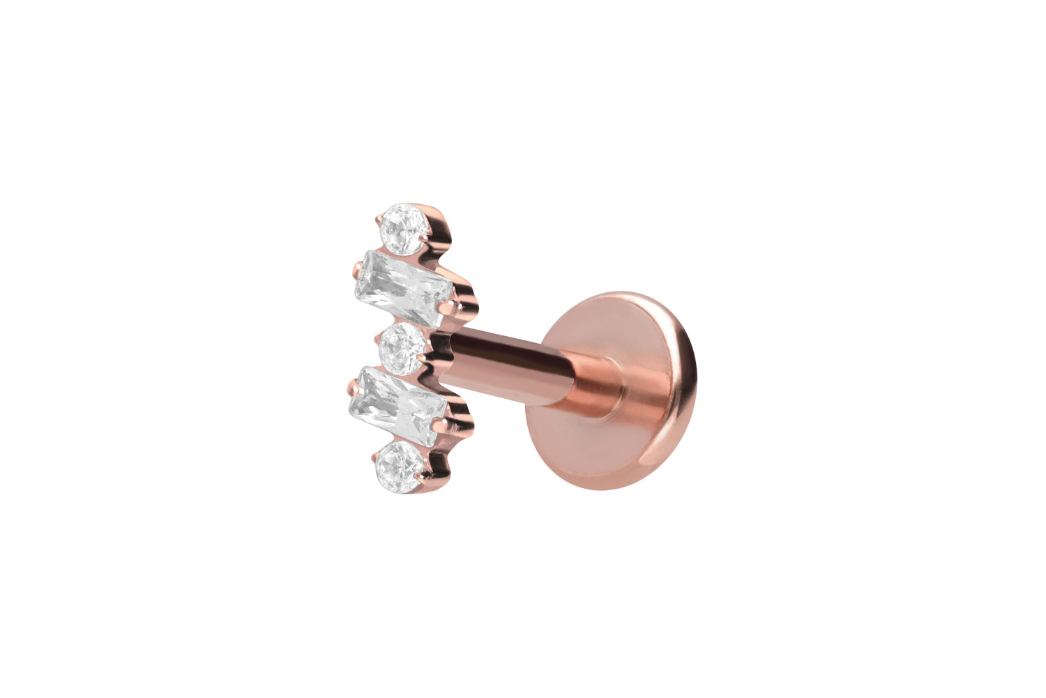 Titan Labret Piercing mit Push Fit EINGEFASSTE KRISTALLE